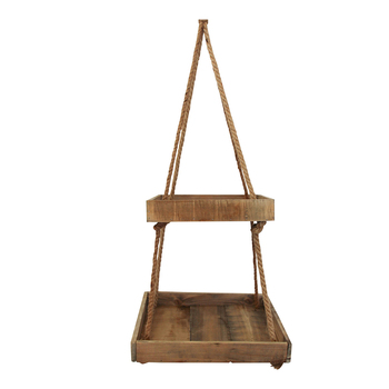 LVD Wood 110cm Rustic 2-Tier Hanging Tray Square Storage - Brown