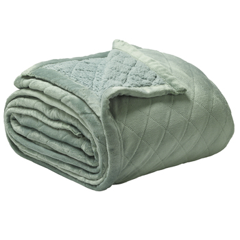 Bianca Mansfield Queen/King Velvet/Sherpa Bed Quilt Blanket - Sage
