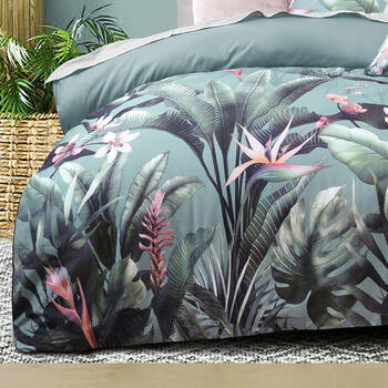 Bianca Mika Queen Cotton Sateen Quilt Cover Set - Green