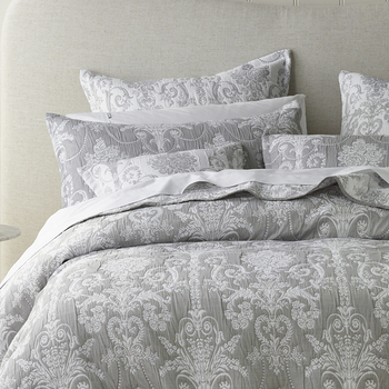 Bianca Olivia Queen/King  Coverlet w/ 2x Pillowcases Set Grey