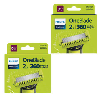 2x 2pk Philips OneBlade Body Shaving Kit w/360 Blades For Body/Face Black