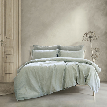 Ardor Boudoir Embre King Bed Quilt Cover Set Linen Look Cotton Seagrass