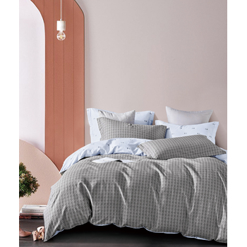 Ardor Queen Bed Quilt Cover Set Samm Cotton Grey