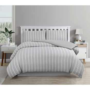 Ardor Boudior Single Bed Cove Textured Quilt Cover Set Coastal Grey