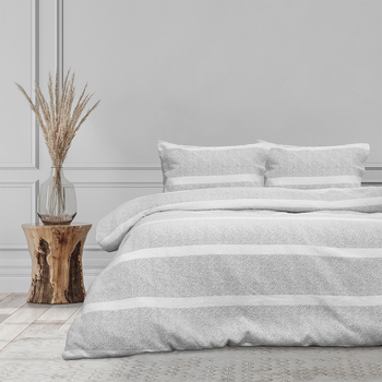 Ardor Boudior Double Bed Liam Chenille Stripe Quilt Cover Set Grey