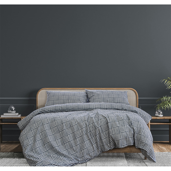 Ardor Boudior King Bed Fletcher Printed Quilt Cover Set Faded Indigo
