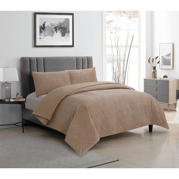 Ardor Boudior Queen Bed Hana Embossed Velvet Quilt Cover Set Champagne