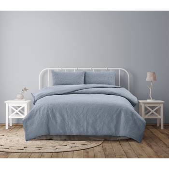 Ardor Boudoir Queen Bed Quilt Cover Set Lottie Pinsonic Embossed Bluebell