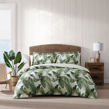 Tommy Bahama Queen Size Fiesta Palms Cotton Quilt Cover Bedding Set Green