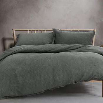 Ardor Boudoir Single Size Campbell Quilt Cover Bedding Set Charcoal