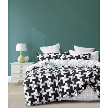 Ardor Single Size Emerson Cotton Quilt Cover Bedding Set Black