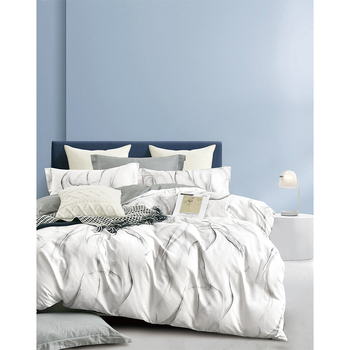 Ardor Single Size Vander Cotton Quilt Cover Bedding Set Soft Grey