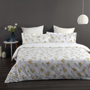 Onkaparinga Queen Bed Printed Cotton Quilt Cover Set w/Pillowcases Wattle