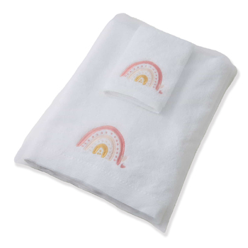Jiggle & Giggle Rainbow Baby Bath Towel & Face Washer w/ Organza Bag