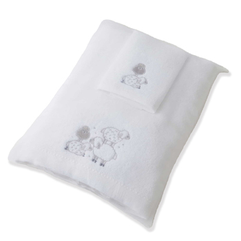 Jiggle & Giggle Sheep Baby Bath Towel & Face Washer w/ Organza Bag