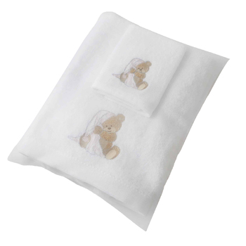 Jiggle & Giggle Notting Hill Bear Bath Towel & Face Washer w/ Organza Bag