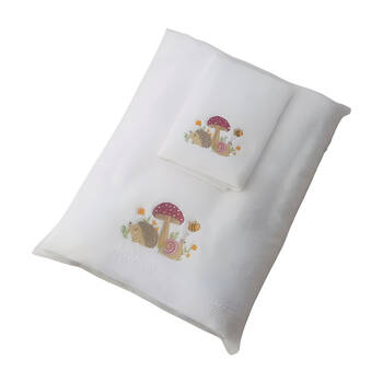 3pc Jiggle & Giggle Bath Towel Face Washer in Organza Bag Mushroom Meadow