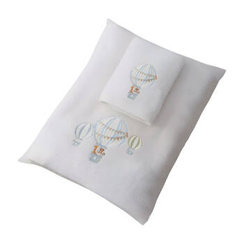 3pc Jiggle & Giggle Bath Towel Face Washer in Organza Bag Balloon Voyage