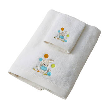 3pc Jiggle & Giggle Bath Towel Face Washer in Organza Bag Bunny Party