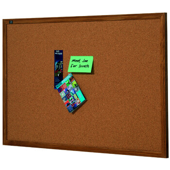 Quartet 90x60cm Corkboard Oak Frame Pin Board - Brown