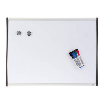 61X46Cm Wall Mountable Magnetic Whiteboard/Aluminium Frame/4X Markers/2X Magnets