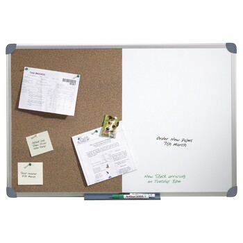 Quartet Penrite Slimline Combo 90x60cm Dry-Erase Melamine Board/Corkboard