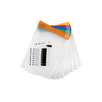 10PK Quartet Flex A4 Dry-Erase Writing Sleeves Pocket w/ Markers