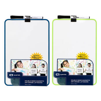 2PK Quartet Double Sided Magnetic Dry Erase Lap Board - Assorted Colour