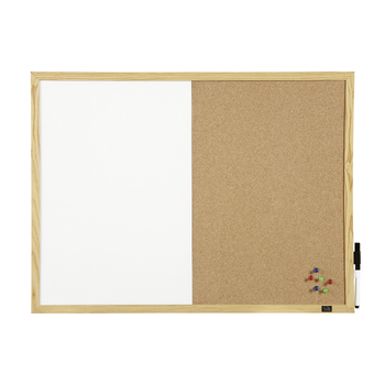 Quartet Pine 90x60cm Combo Corkboard/Non-Magnetic Board w/ Natural Frame