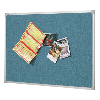 Quartet Penrite 90x60cm Fabric Pinboard Wedgewood w/ Aluminium Frame