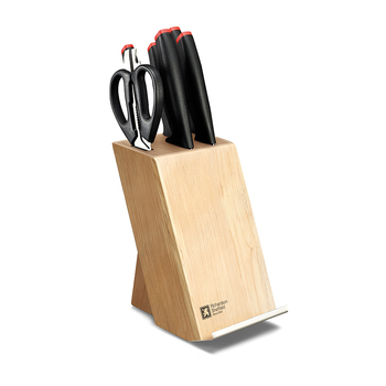 6pc Richardson Sheffield Laser Kitchen Knife Set w/ Block - Black/Red