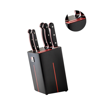 5pc Richardson Sheffield Velocity Kitchen Knife Set w/ Block - Black/Red