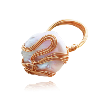 Culturesse Capriana Baroque 3.5cm Pearl Nest Ring - 24K Gold