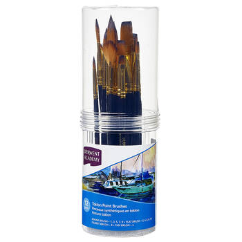 12pc Derwent Academy Taklon Paint Brushes - Small