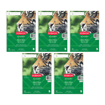 Derwent Academy Art Craft Cover Sketch Book A4 Portrait 20 Sheet 5PK