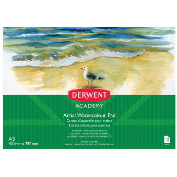 Derwent Academy Art Craft Watercolour A3 Landscape Paper Pad 12 Sheet