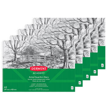 Derwent Academy A3 80PG Artist Visual Art Diary 5pk