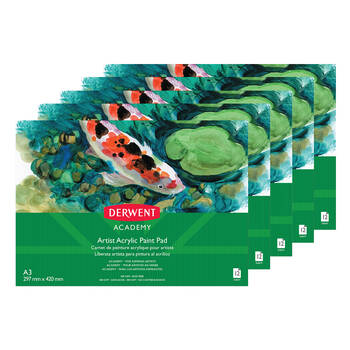 Derwent Academy A3 12 Sheet Artist Acrylic Paint Pad 5pk