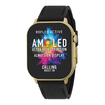 Reflex Active Series 29 Amoled XL Smart Watch w/ Gold Case & Black Straps