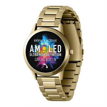 Reflex Active Series 31 Amoled Smart Watch with Gold Steel Link Bracelet