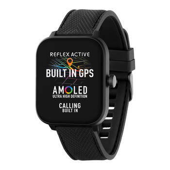 Reflex Active SERIES 44 Amoled GPS Smart Watch with Black Silicone Straps