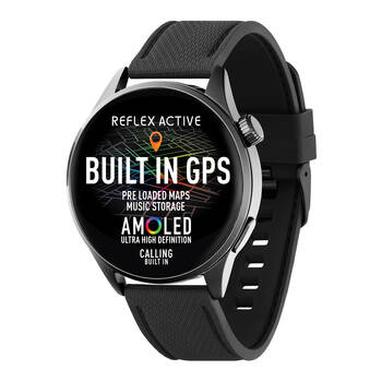 Reflex Active SERIES 45 Amoled GPS Smart Watch with Black Silicone Straps