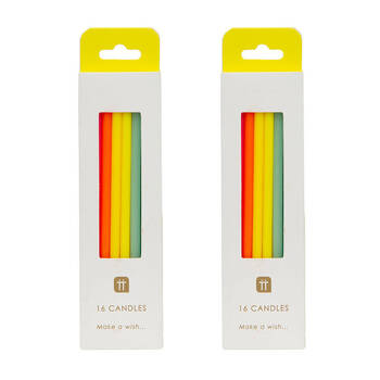 2x 16pc Talking Tables Straight Birthday Candles Party Decoration 10cm Rainbow