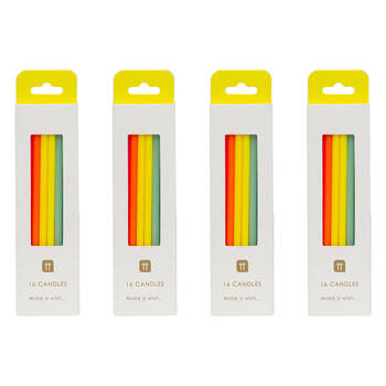 4x 16pc Talking Tables Straight Birthday Candles Party Decoration 10cm Rainbow