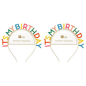 2PK Talking Tables It's My Birthday Headband Alloy Party Decoration Rainbow