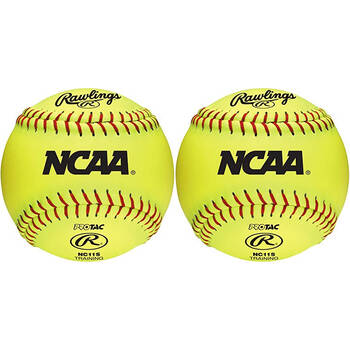 2PK Rawlings 11" NCAA Soft Poly-Core Recreational Fastpitch Softball Yellow