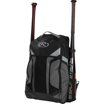 Rawlings R200 Youth Players Baseball Sports Backpack Black/Grey