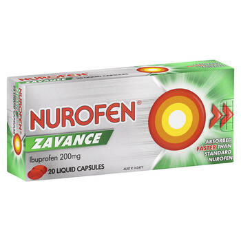 20pc Nurofen Zavance Ibuprofen 200mg Liquid Capsules