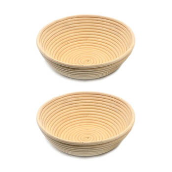2PK Brunswick Bakers Round Rattan 23cm Bread Banneton Basket