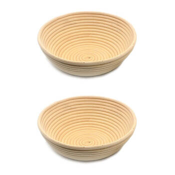 2PK Brunswick Bakers Round Rattan 25cm Bread Banneton Basket